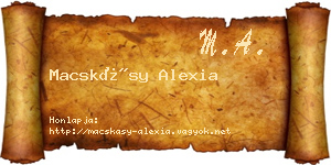 Macskásy Alexia névjegykártya
